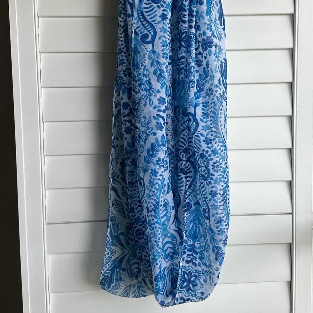 Blue Patterned Infinity Scarf - Picture 5 of 6